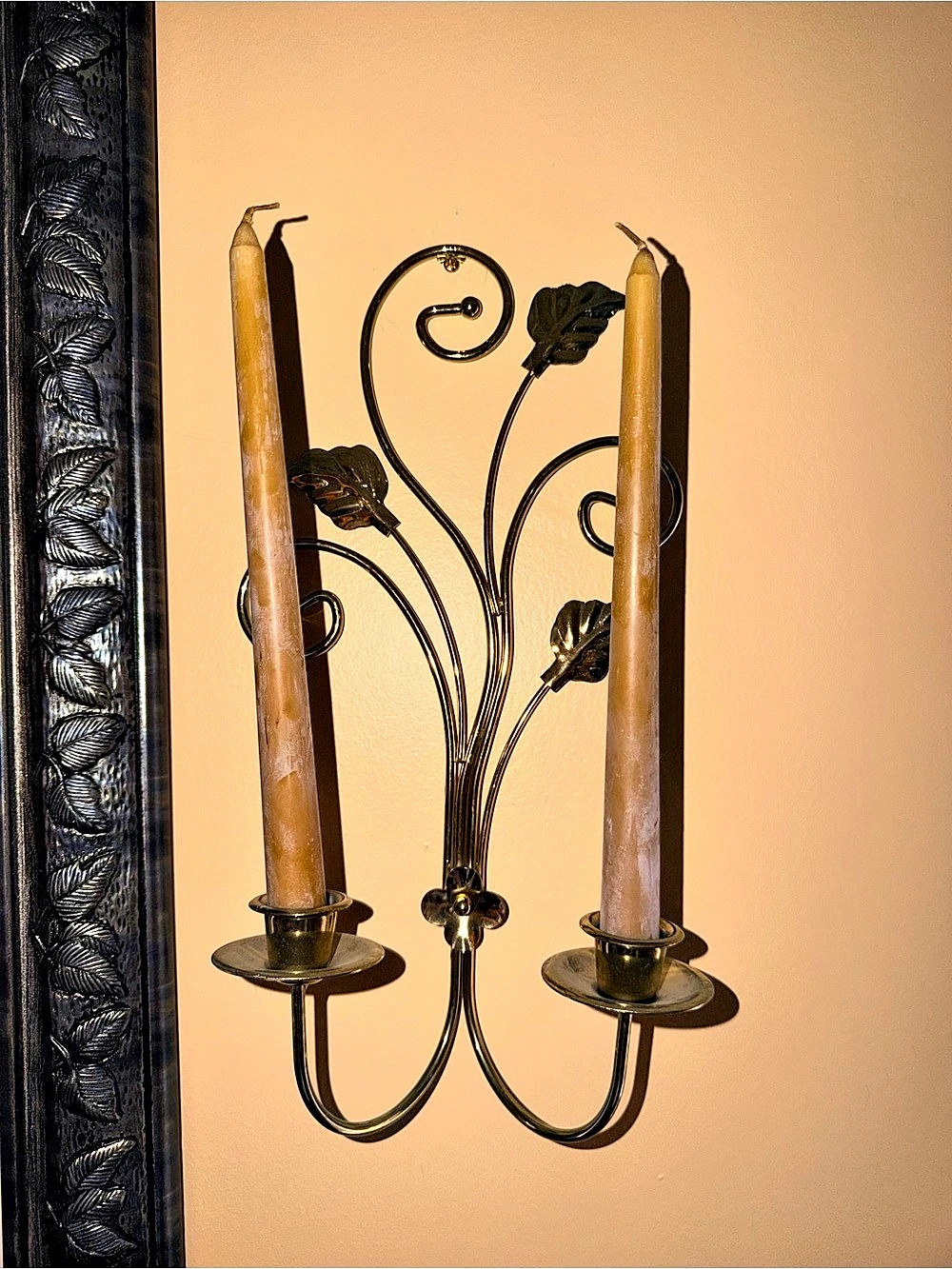 Gold-Tone Double Candle Wall Sconce Set of 2 included 4 candles